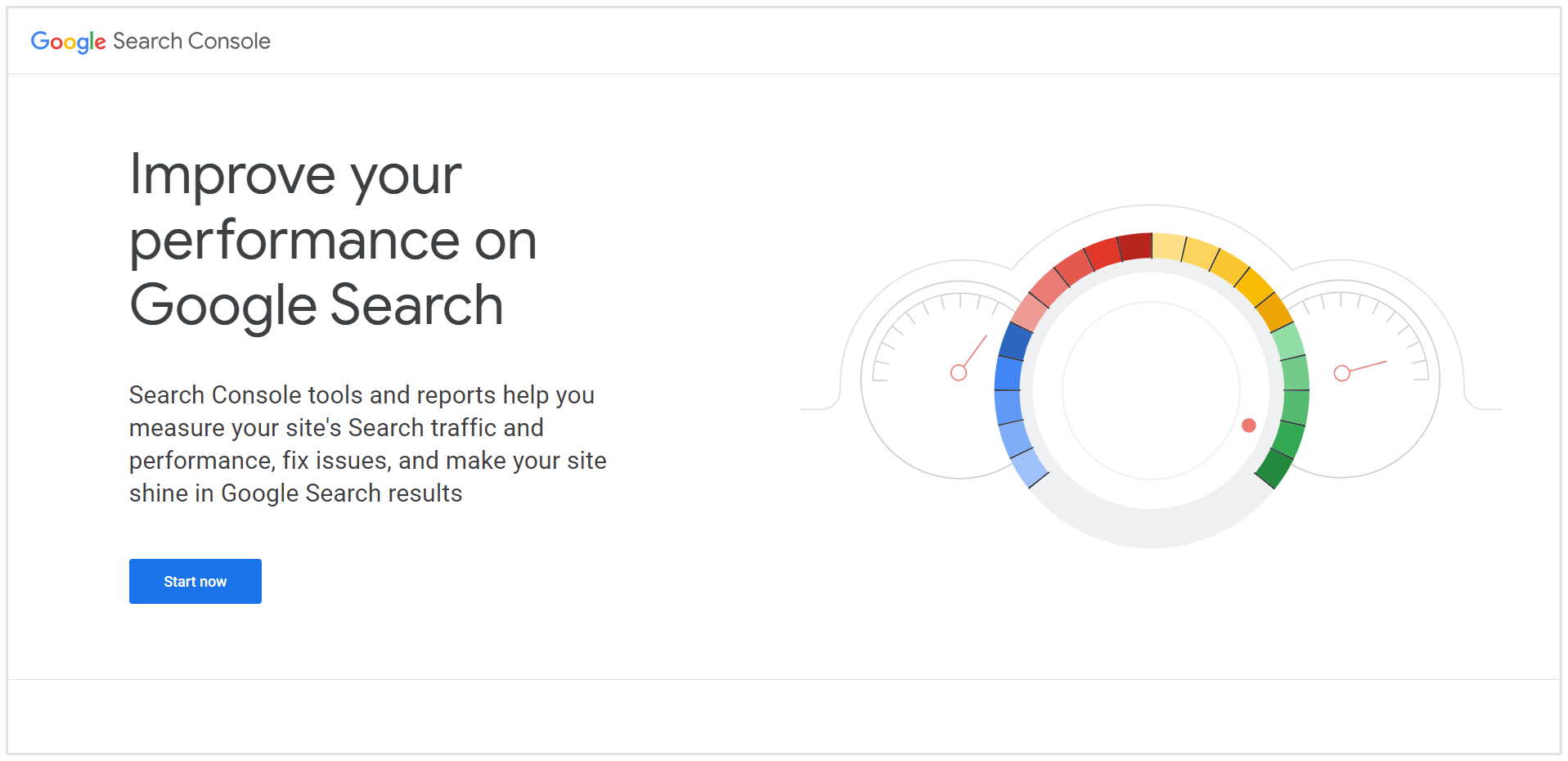 Página de inicio de Google Search Console